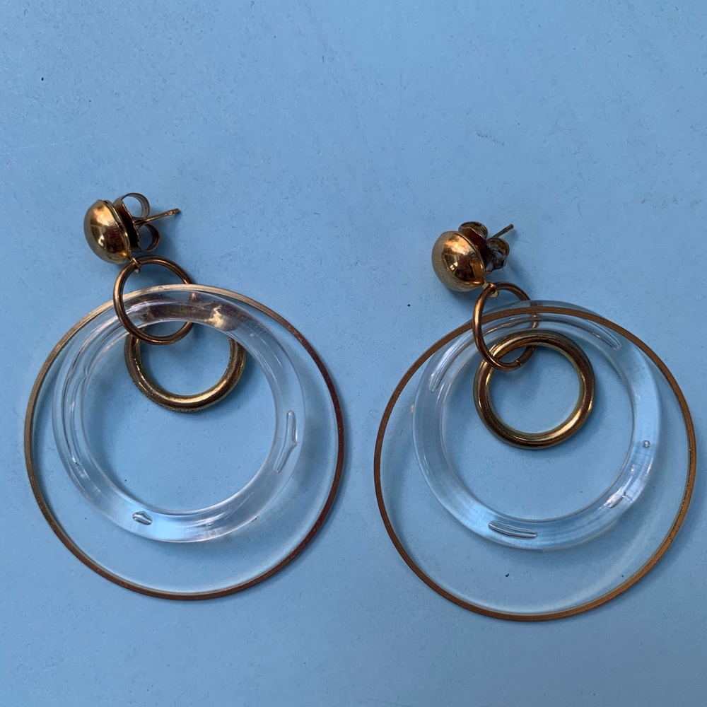 Laruicci earrings metal hoops clear